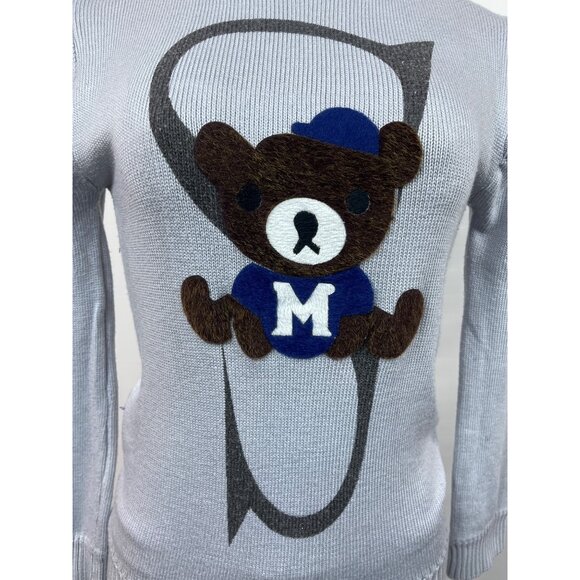 Handmade Women’s Grey Teddy Bear with S Letter Turtle Neck Sweater Sz S - Picture 10 of 12